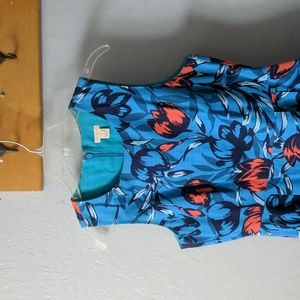 JCrew Blue and Red flowers dress